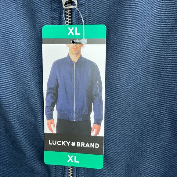 NEW Lucky Brand Men's XL Navy Blue Bomber Jacket Polyester Lightweight Full Zip - Picture 7 of 11